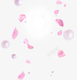 粉色花瓣珍珠海报背景素材