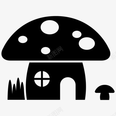 黑色蘑菇房屋图标图标