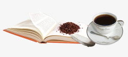 书本上的咖啡豆咖啡杯素材