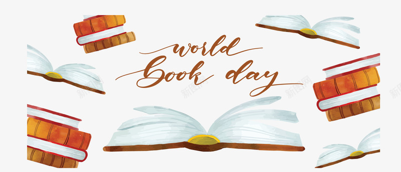 水彩手绘翻开的书本矢量图ai免抠素材_88icon https://88icon.com 书本 水彩书本 矢量png 翻开的书本 读书日 阅读日 矢量图