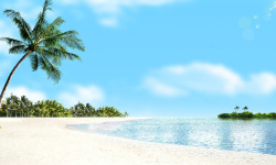 盛夏促销蓝天大海椰子树沙滩背景高清图片