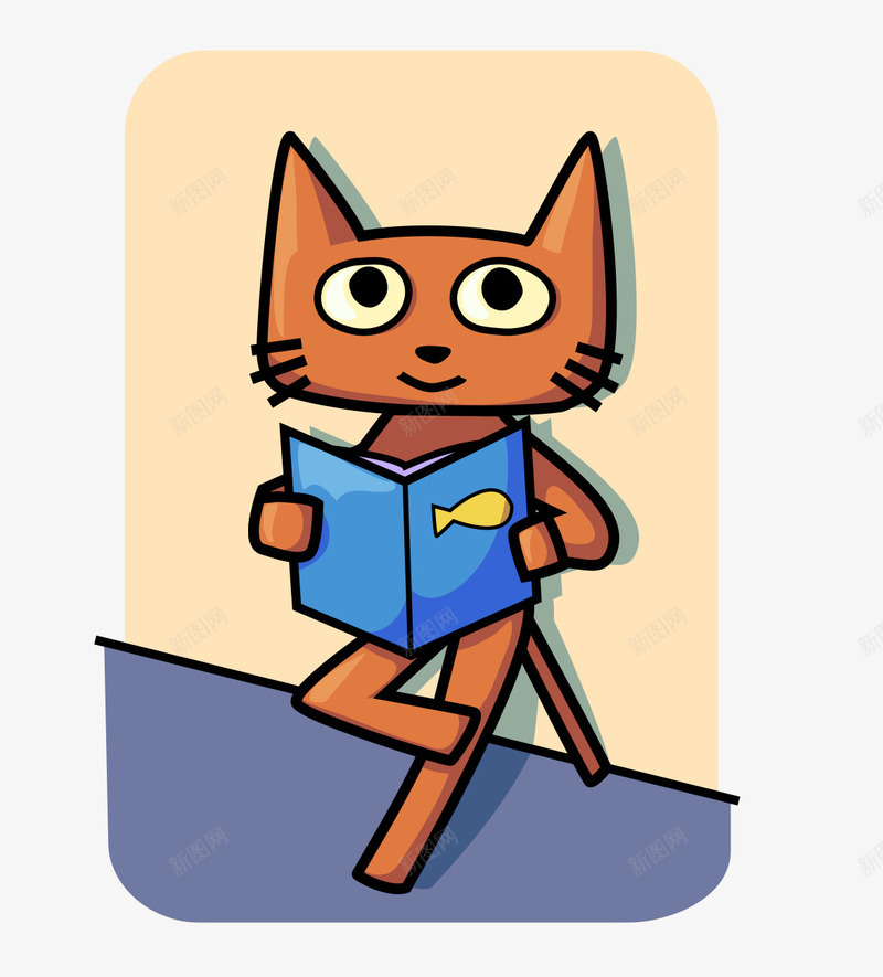 卡通手绘靠墙阅读书本猫矢量图ai免抠素材_88icon https://88icon.com 卡通的动物 平面猫素材 手绘的猫 阅读的猫 靠墙的猫 矢量图