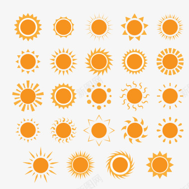 橘黄色卡通丝带太阳图标图标