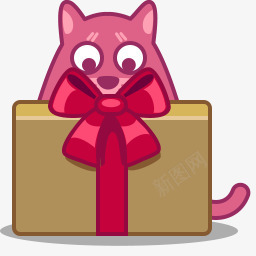 懒猫红猫礼物盒子图标图标