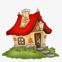 卡通童话红色房子素材
