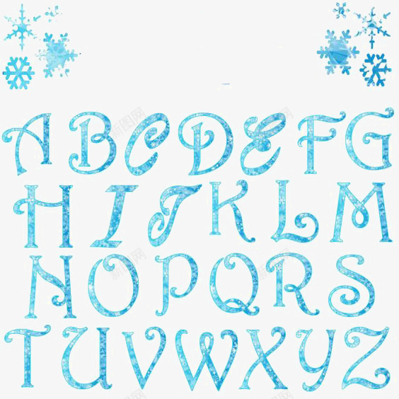 蓝色英文艺术字母png免抠素材_88icon https://88icon.com 26个英文字母 ABCDEFG 创意字母 创意英文字母 卡通英文字母 圣诞节素材 雪花