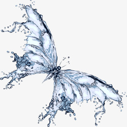 蓝色液体蝴蝶蓝色喷溅水滴高清图片
