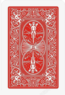扑克牌插画红色花纹扑克牌背面高清图片