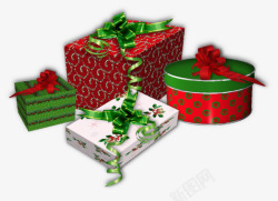 红色圆形礼物盒子方形礼物盒子素材