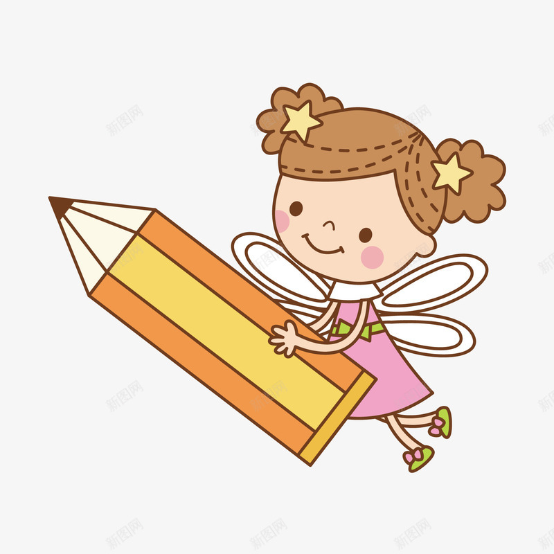 手绘女孩矢量图ai免抠素材_88icon https://88icon.com AI 儿童 卡通 可爱 天使 女孩 孩子 小孩 巧克力女孩 手绘 矢量图 粉色 翅膀 铅笔