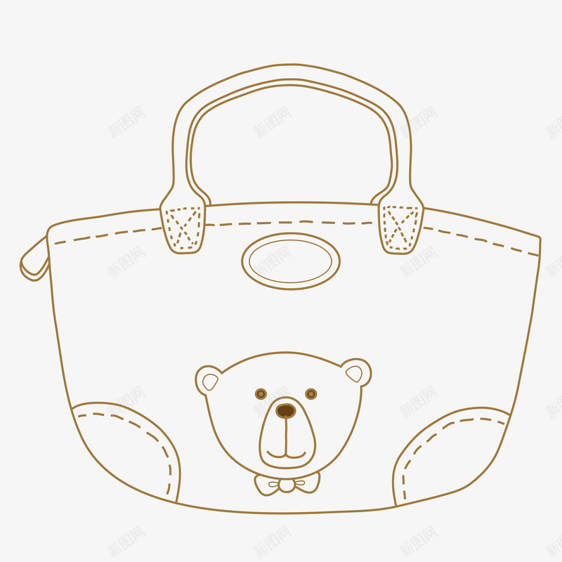 手绘购物袋png免抠素材_88icon https://88icon.com 创意 卡通 可爱 小熊 手提袋 手绘 棕色 水彩 购物袋