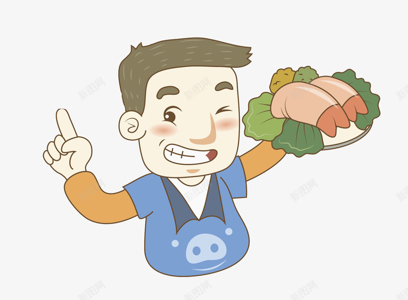 端菜的男孩png免抠素材_88icon https://88icon.com 卡通 帅气的 插图 服务员 猪腿肉 猪蹄 简笔 高兴地