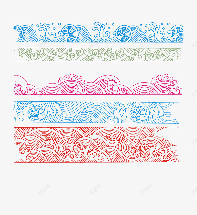 浮世绘浪花条纹cdr免抠素材_88icon https://88icon.com 免费下载 日式浮世绘 日本浮世绘 条纹 浪花 浮世绘 高清