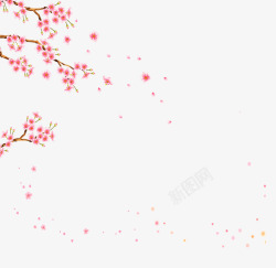 春季红色桃花装饰素材