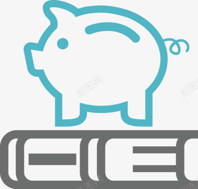 小猪佩奇背景蓝色小猪储存罐图标图标