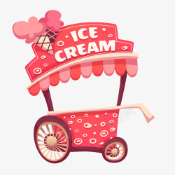 卡通冰淇淋贩卖车矢量图素材