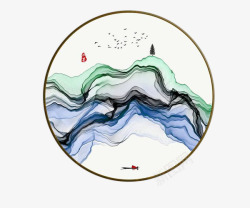 新中式水墨山中国风水墨山水装饰画高清图片