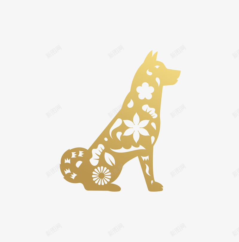 中国风小狗剪纸矢量图ai免抠素材_88icon https://88icon.com 中国风 剪纸 卡通 商务 小狗 手绘 狗年 简约 金色 矢量图