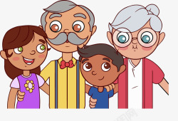 卡通人物插图爷爷奶奶与孩子们素材