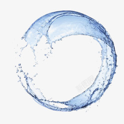水溅起来圆形喷溅蓝色水花高清图片