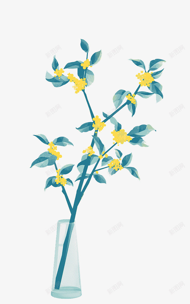 卡通手绘桂花枝条png免抠素材_88icon https://88icon.com 乌龙茶 健康生活 养生茶 桂花乌龙 桂花插画 桂花花茶 茶具茶杯 茶叶茶包