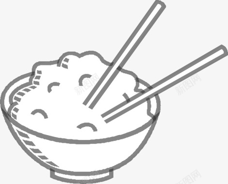 一碗饺子手绘一碗米饭图标图标
