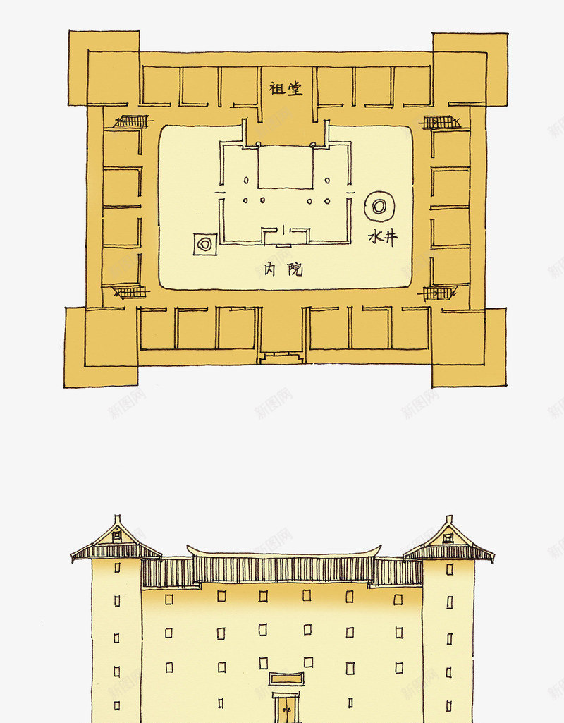 中国文化建筑院落图纸客家建png免抠素材_88icon https://88icon.com 中国文化 中国文化建筑设计院落图纸客家建筑PNG免费下载 中国风 客家 客家建筑 少数名族 平面建筑图 手绘