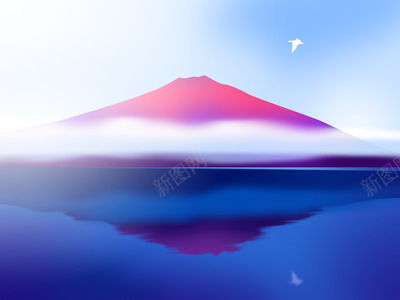 手绘大海山峰天空png免抠素材_88icon https://88icon.com 大海 天空 山峰