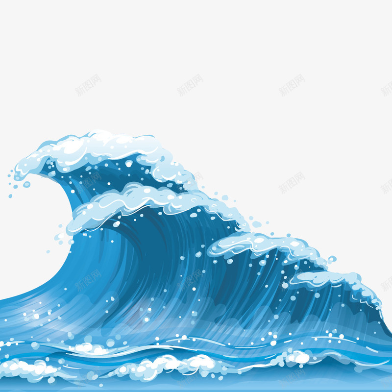 手绘海浪png免抠素材_88icon https://88icon.com 大海 浪涛 湖水 蓝色