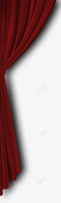 深红帷幕左边绸带装饰素材