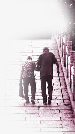 上桥的老人背影素材