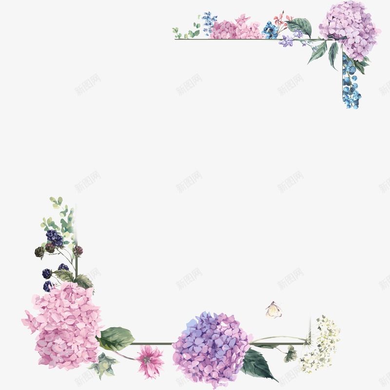 紫色垂花边框png免抠素材_88icon https://88icon.com 垂花 水彩画 紫色 紫色垂花 绣球花 花框 贺卡底纹