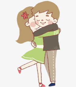 卡通拥抱的情侣图素材