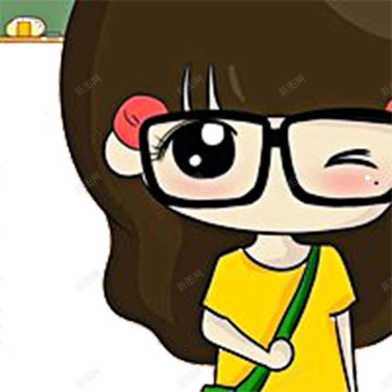 戴眼镜的少女png免抠素材_88icon https://88icon.com QQ头像 可爱的小女孩 长头发 青春