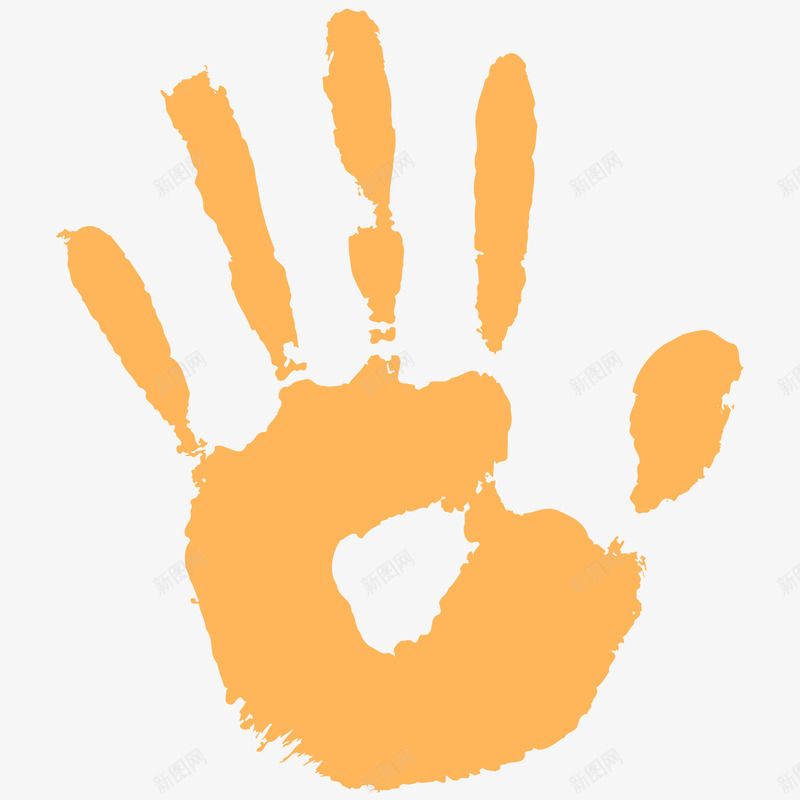手绘黄色的手掌效果图png免抠素材_88icon https://88icon.com 一只手 卡通手绘 印记 手掌 装饰图 黄色