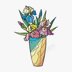 花瓶卡通花花朵素材