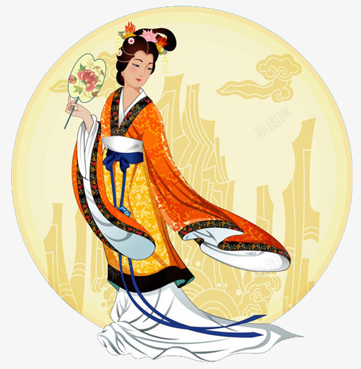 嫦娥psd免抠素材_88icon https://88icon.com 中秋 圆月 嫦娥 月亮 节日