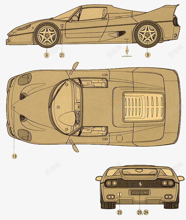 土黄色的形象的造型psd免抠素材_88icon https://88icon.com 商业用途 宣传 平面 形象造型 感觉到位 汽车三视图 汽车的三视图 漫画设计