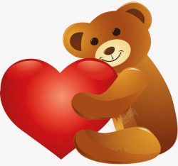 泰迪熊抱爱心素材