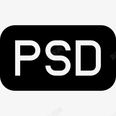 PSD文件类型的黑色圆角矩形界面符号图标图标