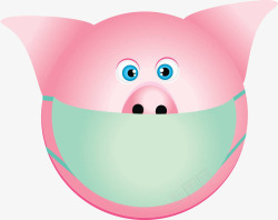 红色猪头矢量戴着口罩的卡通猪头高清图片