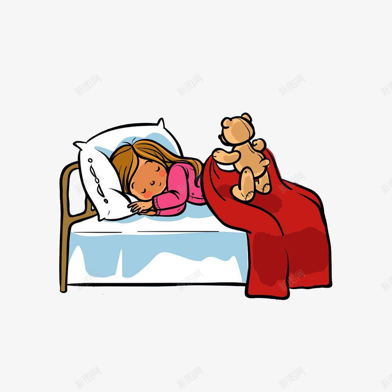 给沉睡女孩盖被子的小熊png免抠素材_88icon https://88icon.com 沉睡 红色被子 给沉睡女孩盖被子的小熊 贴心的小熊