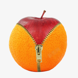 创意水果穿着橙子外衣的红苹果素材