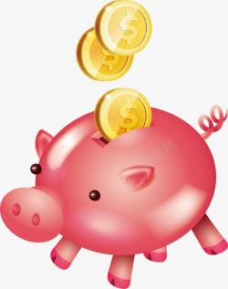 可爱粉色小猪存钱罐素材