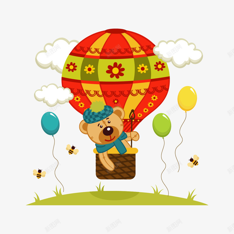 坐在热气球上的小熊png免抠素材_88icon https://88icon.com 云朵 卡通动物 气球 热气球 草坪
