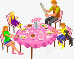 卡通版粉色的餐桌素材