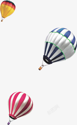 三个彩色飞翔热气球图案素材