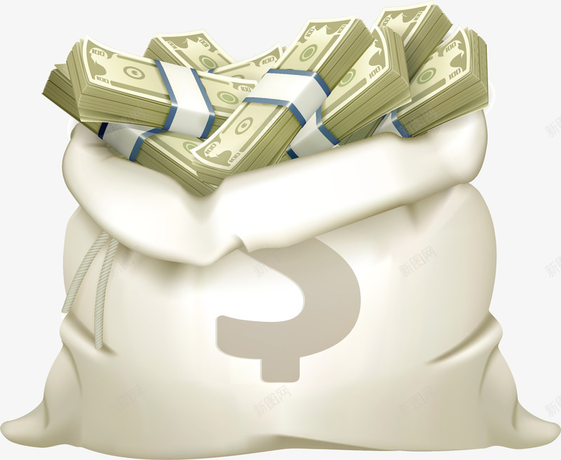麻袋元素矢量图ai免抠素材_88icon https://88icon.com 卡通 现金奖励 美元 矢量图