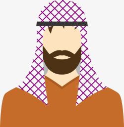 紫色格纹头巾阿拉伯人矢量图素材