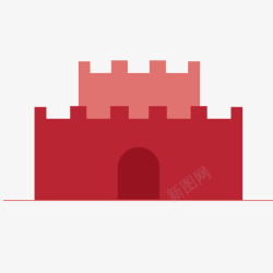 ps红房子ps画出的红色扁平化城墙房子高清图片